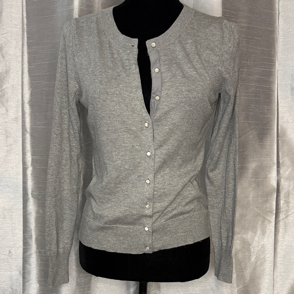 Banana Republic Light Gray silk blend Cardigan Sweater